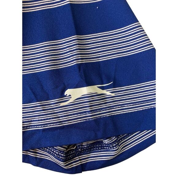Slazenger Golf Mens Large Blue White Striped‎ Polo - Picture 6 of 8